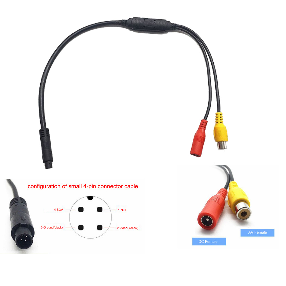 Male BMW 4-PIN To Female RCA+ Female DC Cable
