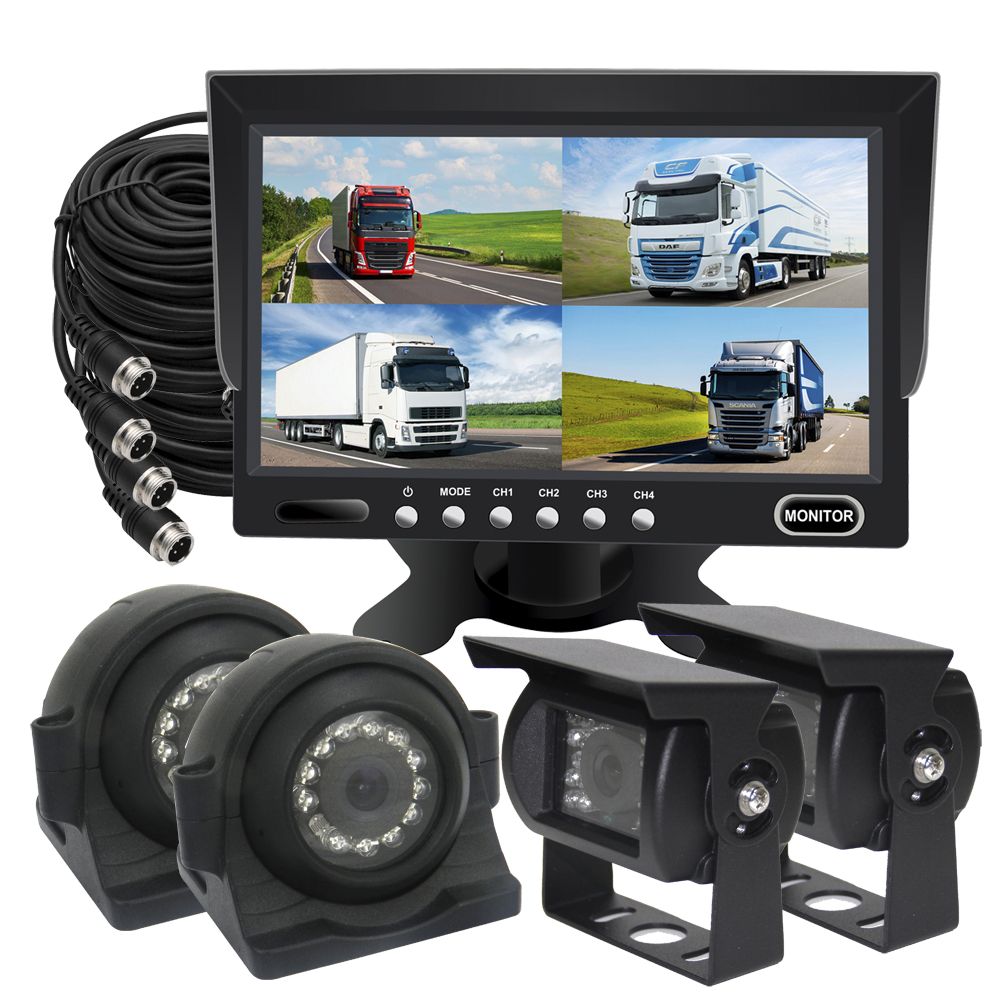 7 Inch Color Quad LCD Screen Wired System