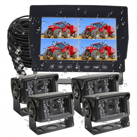 7 inch IP69K Waterproof quad monitor Camera system